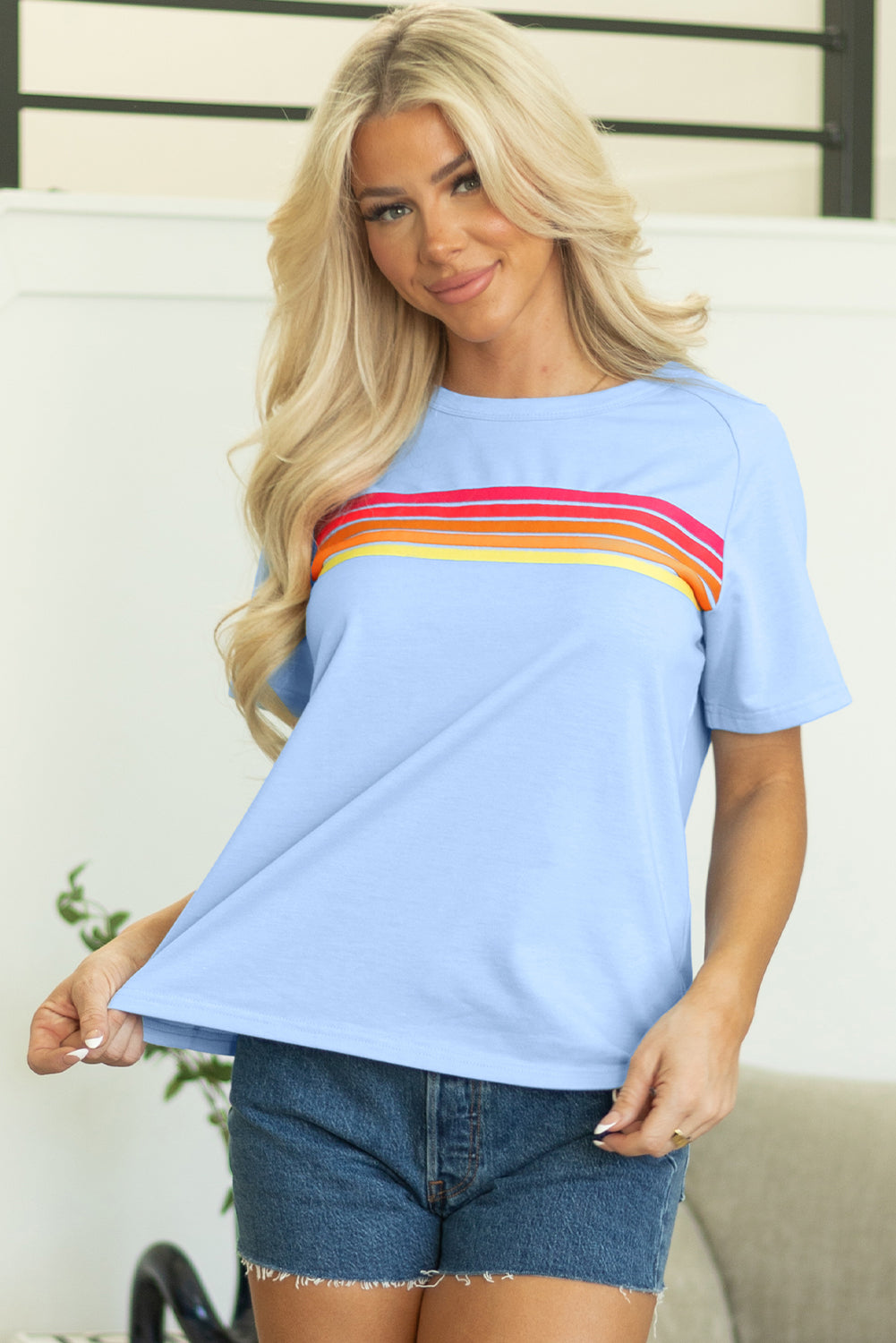 Priscilla Striped Patch Front Casual Top