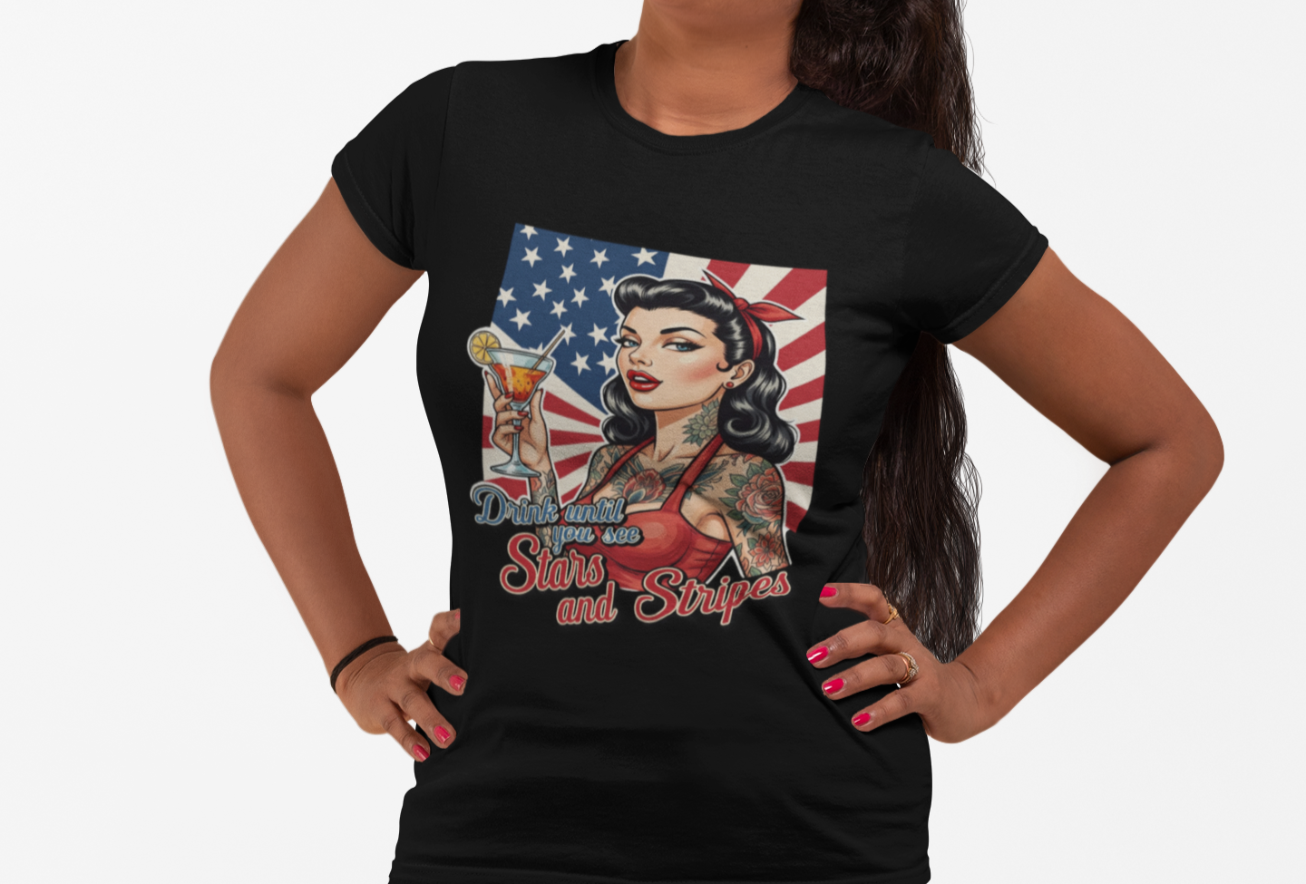 Drink Until You See Stars & Stripes Retro Graphic Tee