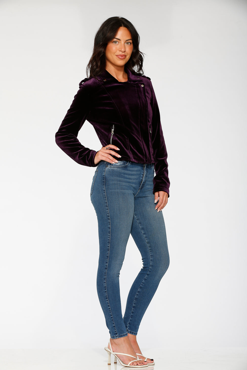 Purple Velvet Moto Jacket