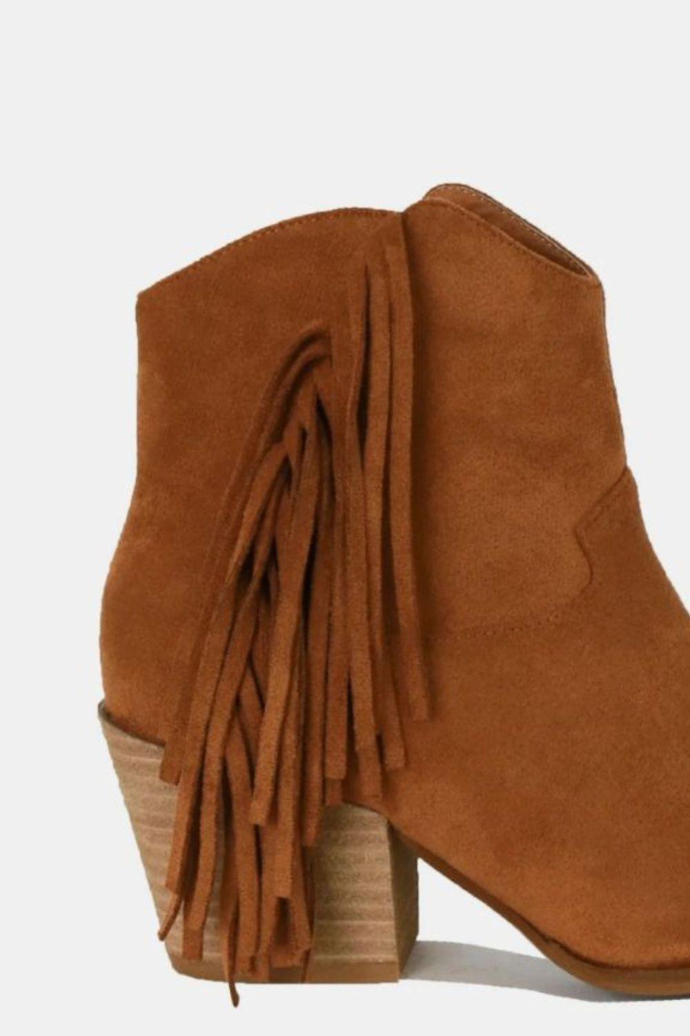 Mayfair Suede Fringe Point Toe Ankle Boots