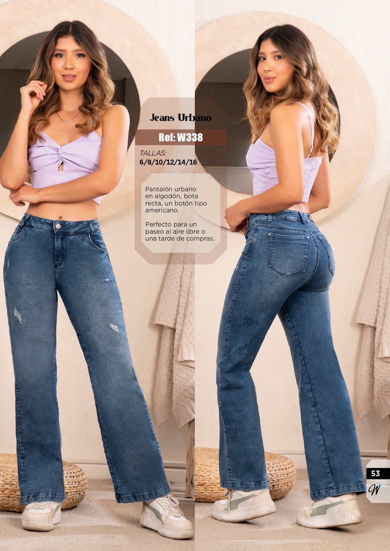 W-338 100% Authentic Colombian Push Up Jeans (Tummy Control, Mid Rise, Wide Leg, Boyfriend Jeans)
