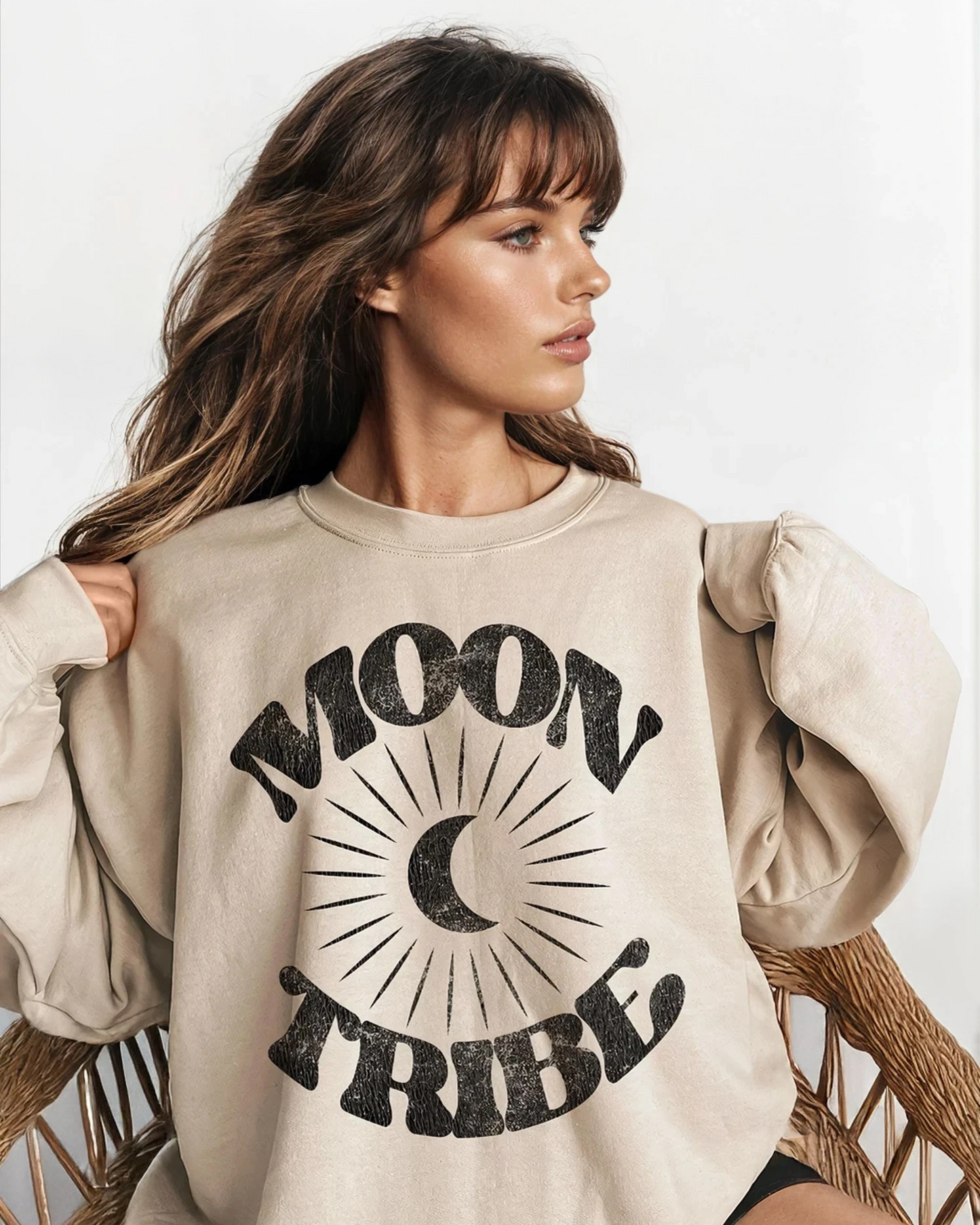 Lunar Essence Fleece Crew – Moon Tribe Graphic Sweatshirt