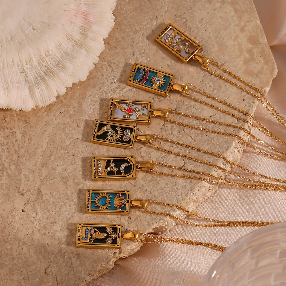 Gold Tarot Card Necklaces