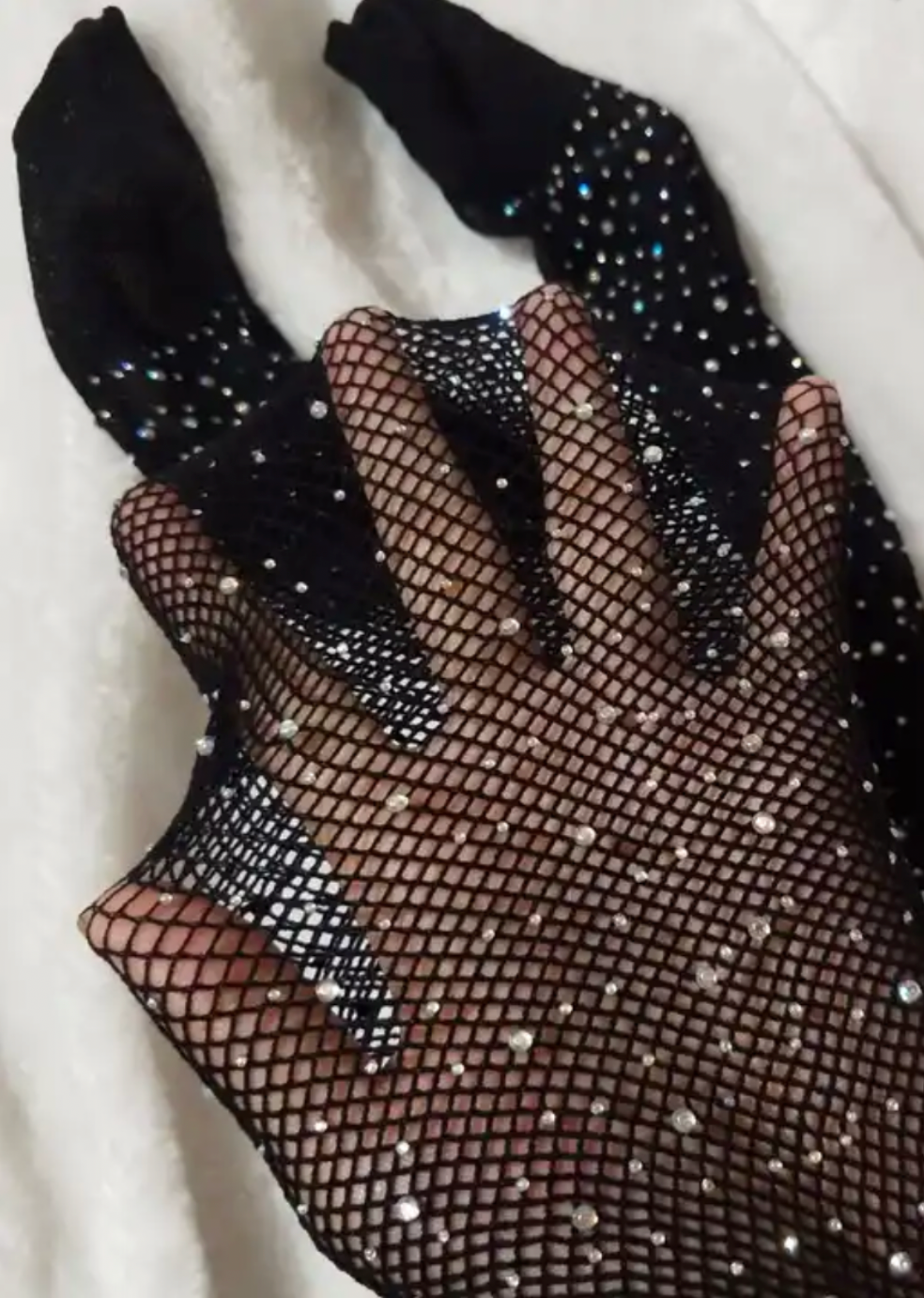 BLACK FISHNETS RHINESTONE STOCKINGS
