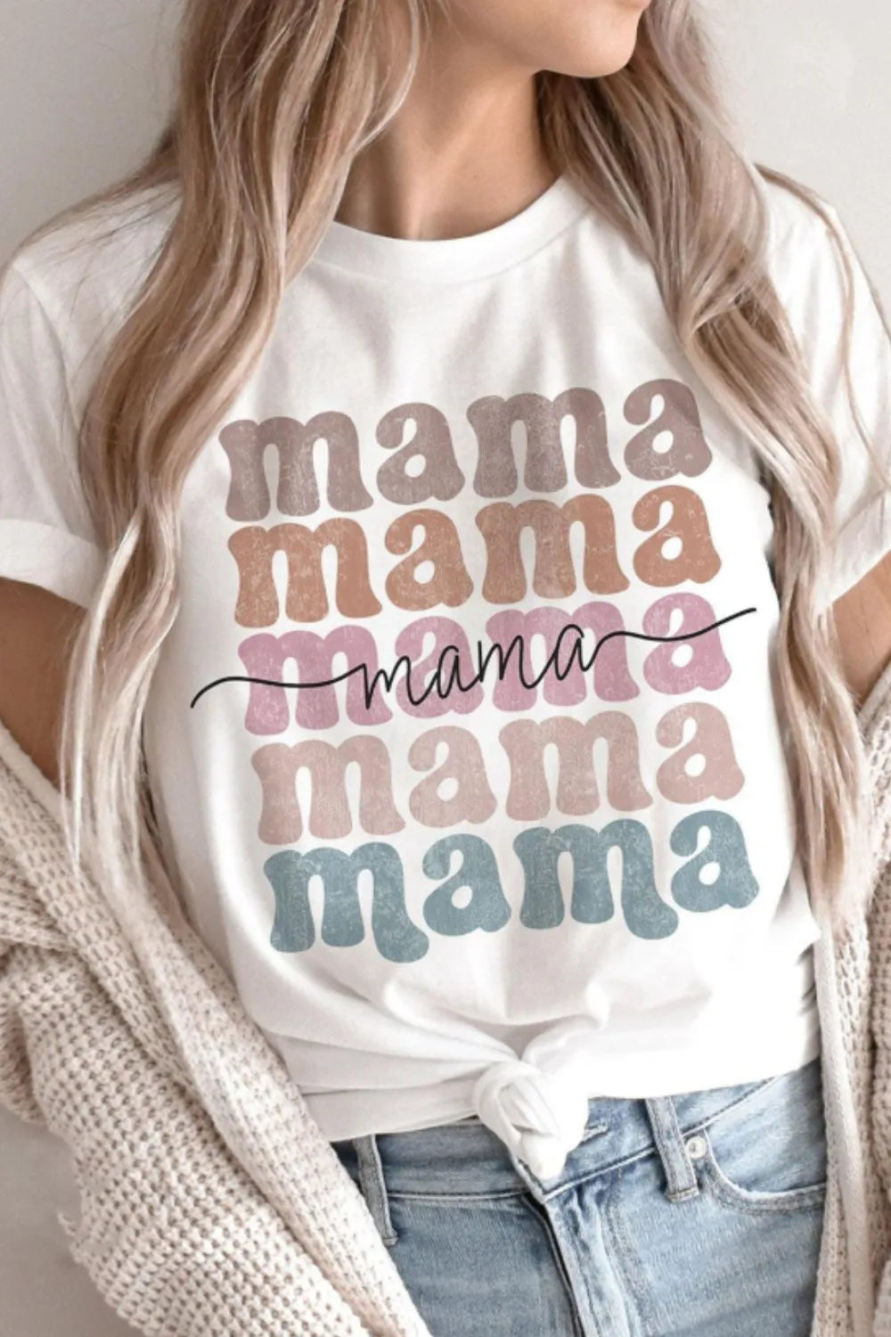 MAMA Letter Crew Neck Tee