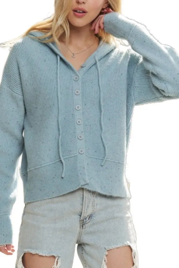 ADORA Hoodie Relaxed Fit Ribbed Cuffs Sweater Cardigan