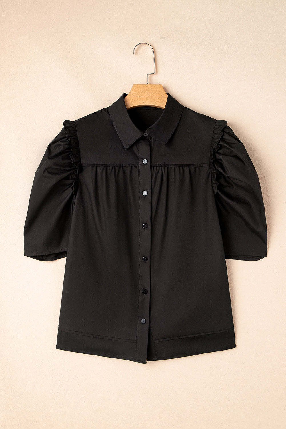 Analeia Frilly Puff Sleeve Stylish Collared Shirt