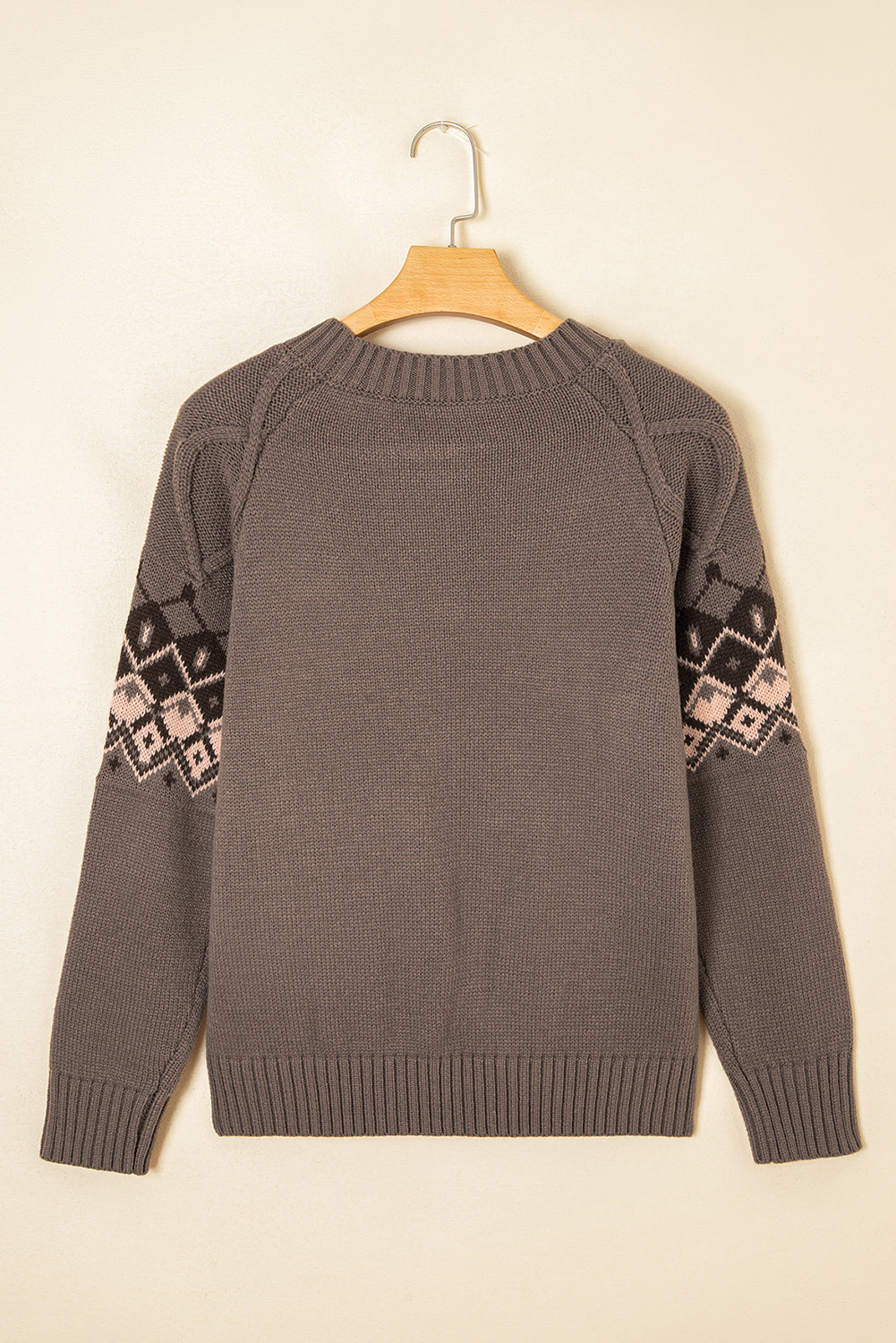 Alana Western Geometric Patterned Crew Neck Knitted Sweater