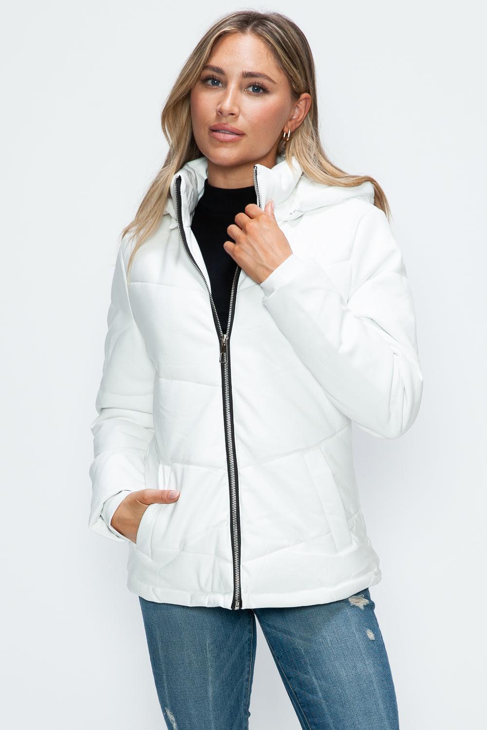 Giulia Pocketed Zip Up Puffer Jacket with Removable Hood