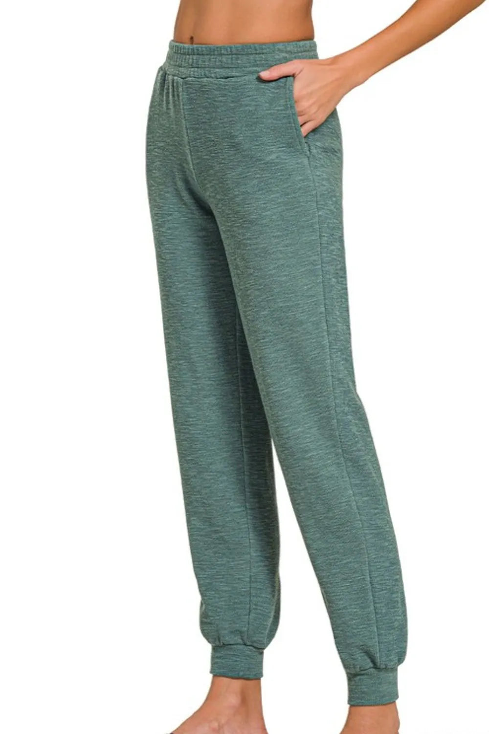 Zenana Cotton Slub Jogger Pants