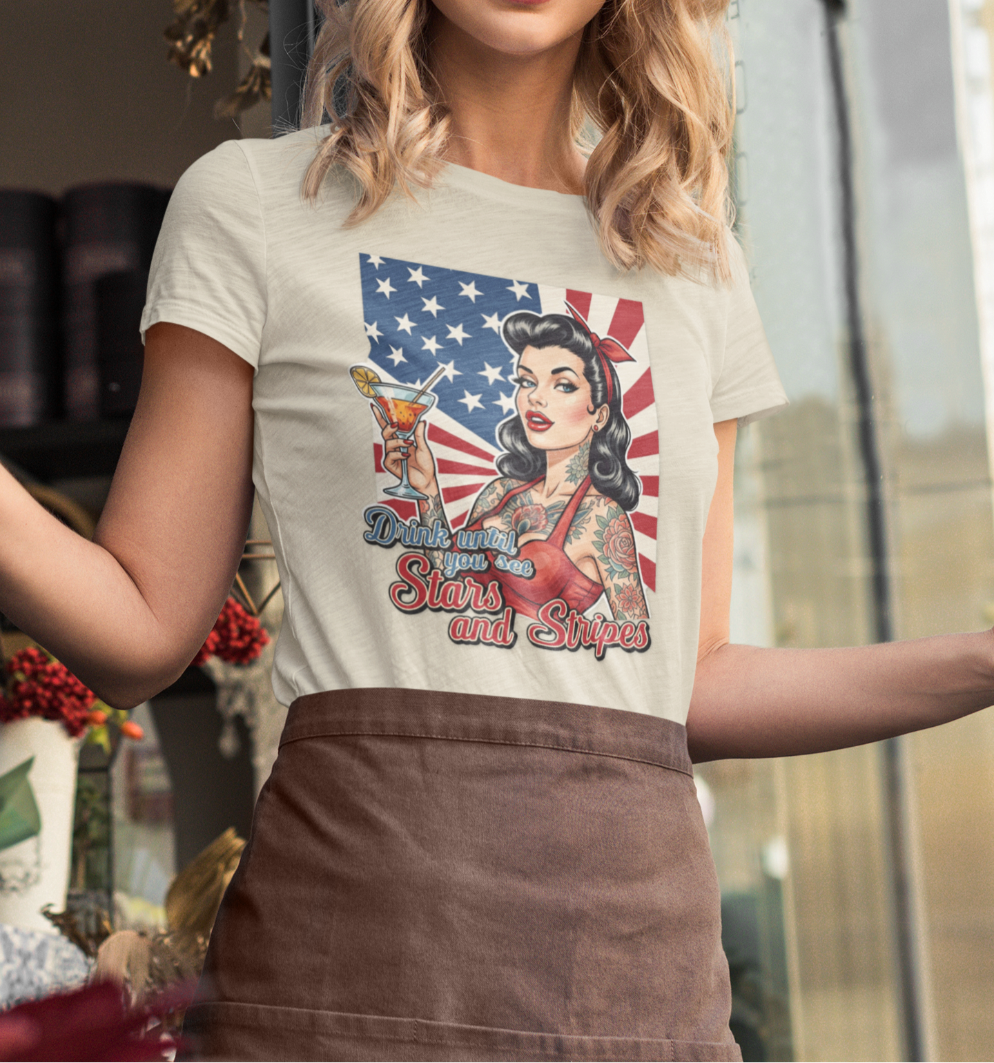 Drink Until You See Stars & Stripes Retro Graphic Tee