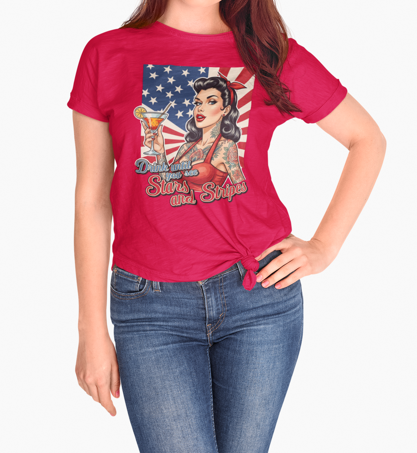 Drink Until You See Stars & Stripes Retro Graphic Tee