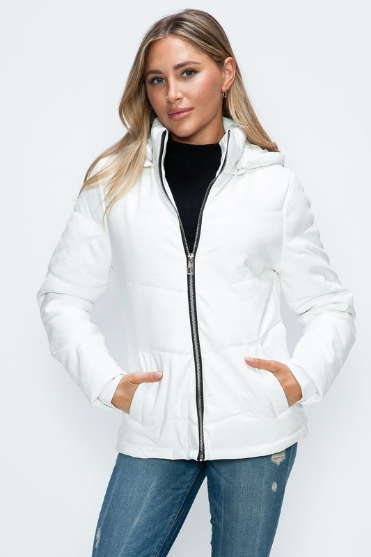 Giulia Pocketed Zip Up Puffer Jacket with Removable Hood