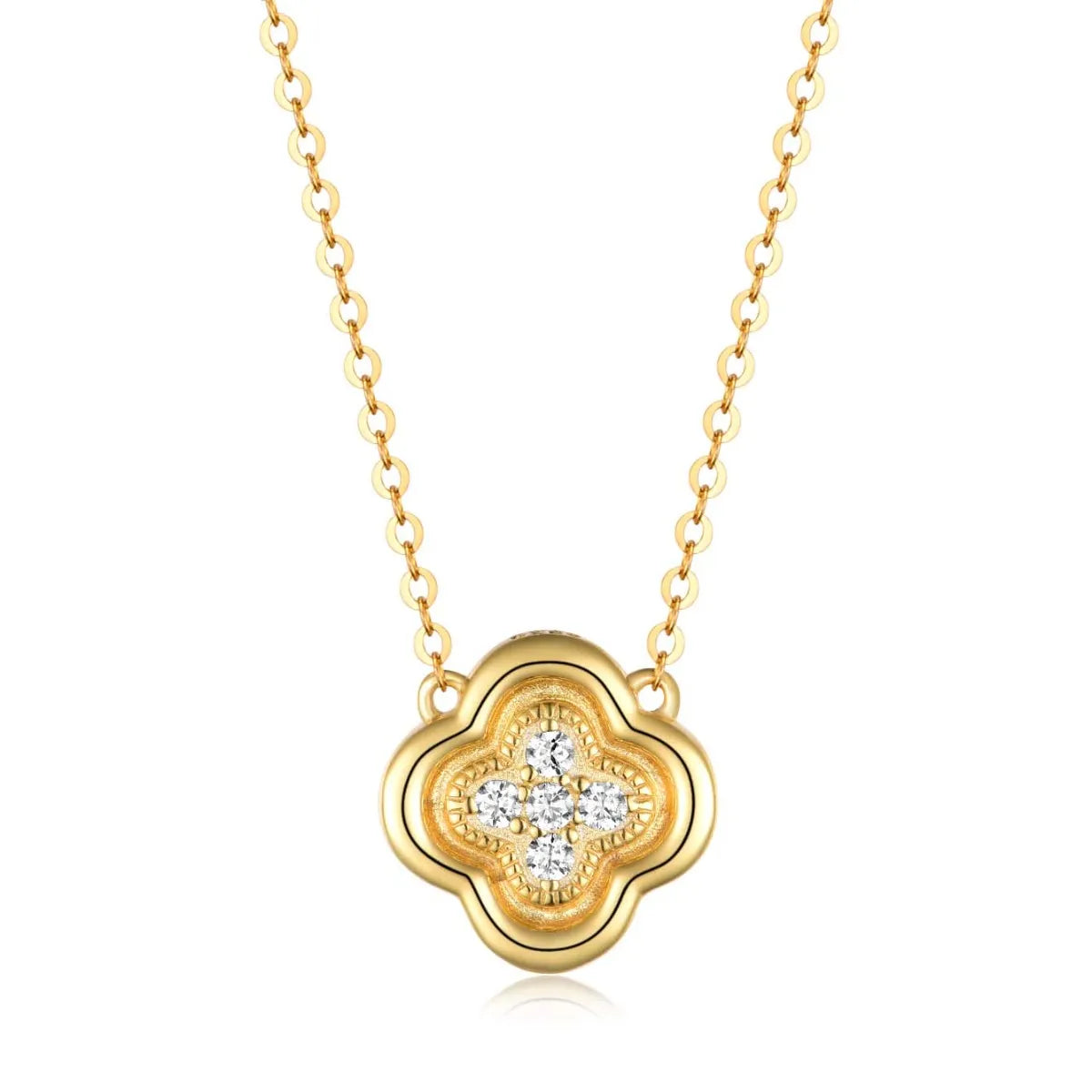 Sterling Silver Moissanite Leaf Clover Necklace