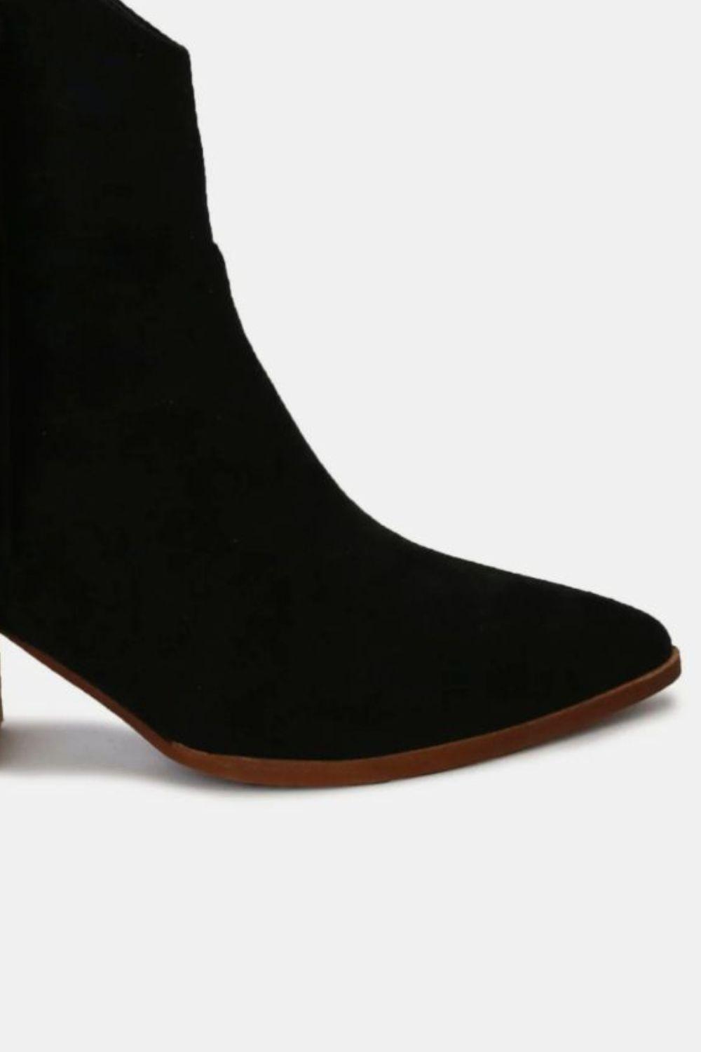 MayFair Suede Fringe Point Toe Ankle Boots