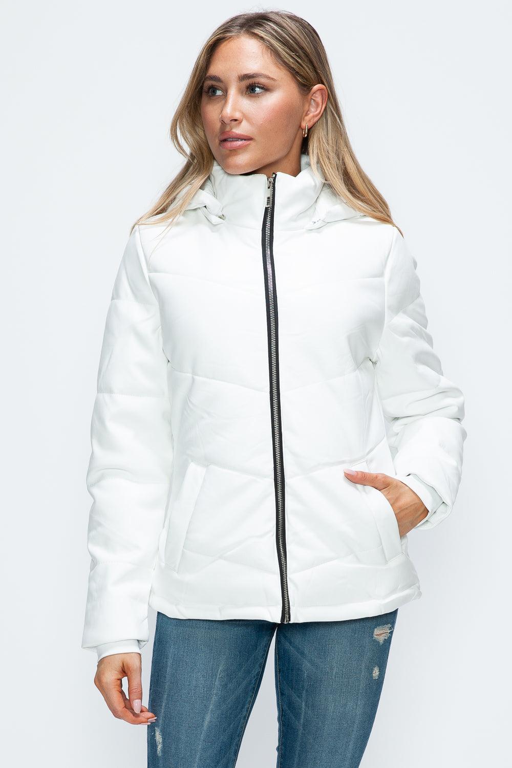 Giulia Pocketed Zip Up Puffer Jacket with Removable Hood