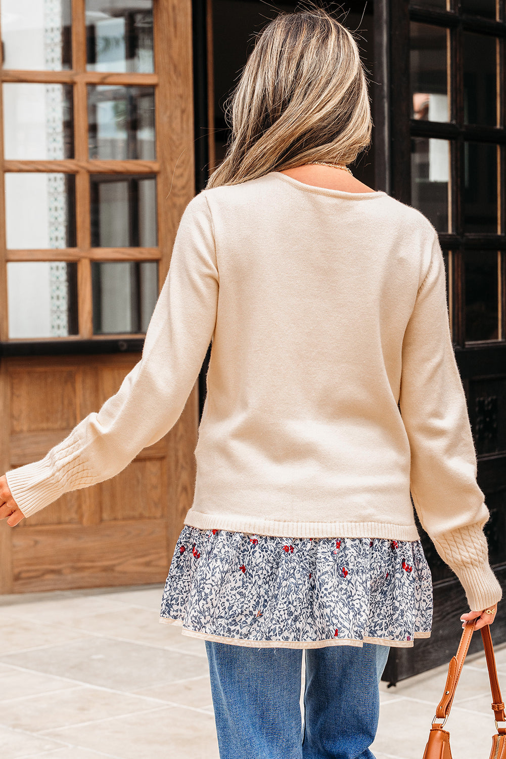 Mary Cable Texture Bohemian Ruffle Hem Sweater