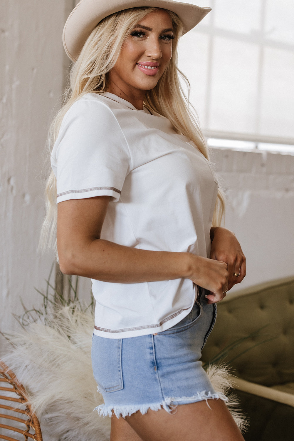 Horseshoe Embroidered Patch Pocket Tee