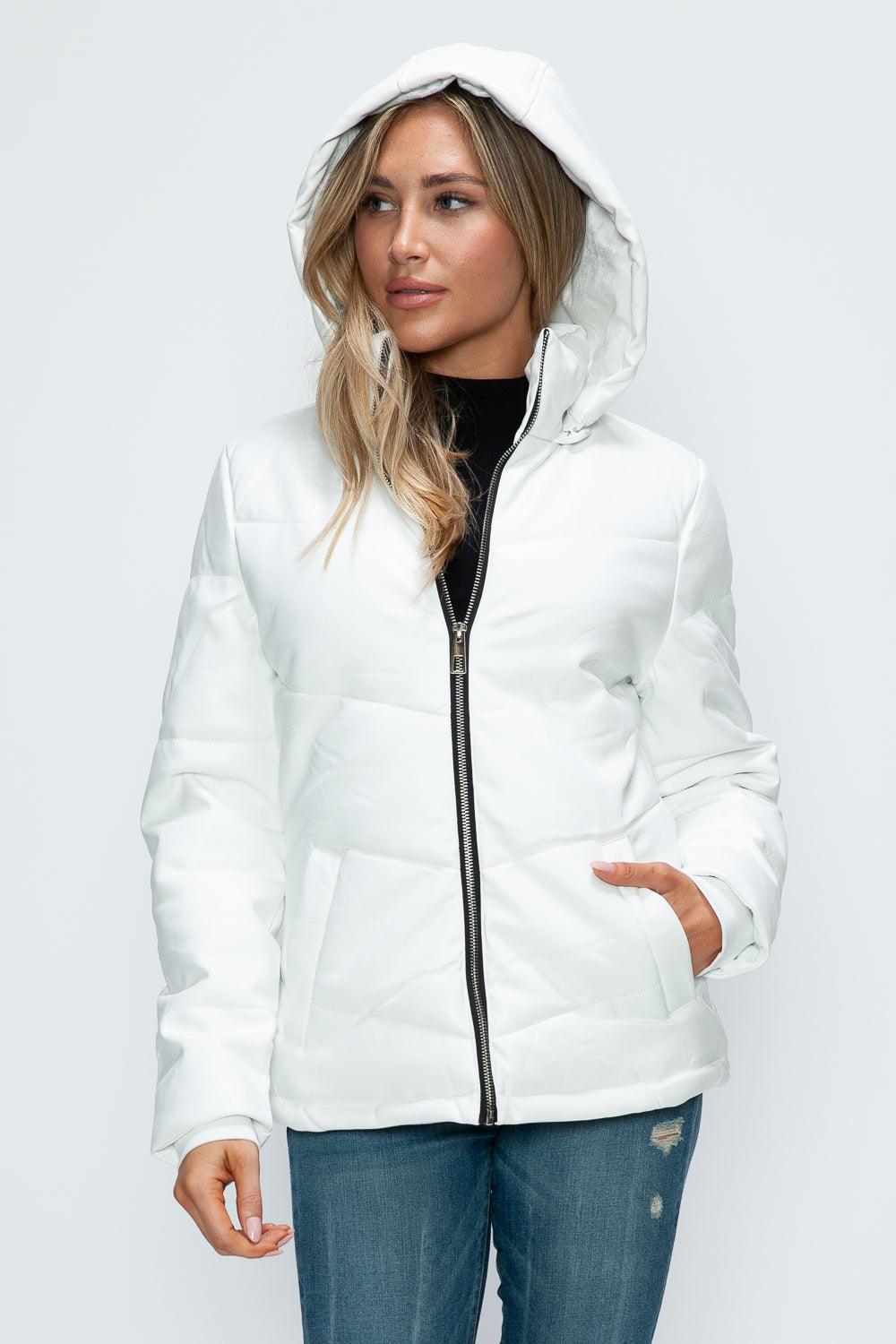 Giulia Pocketed Zip Up Puffer Jacket with Removable Hood