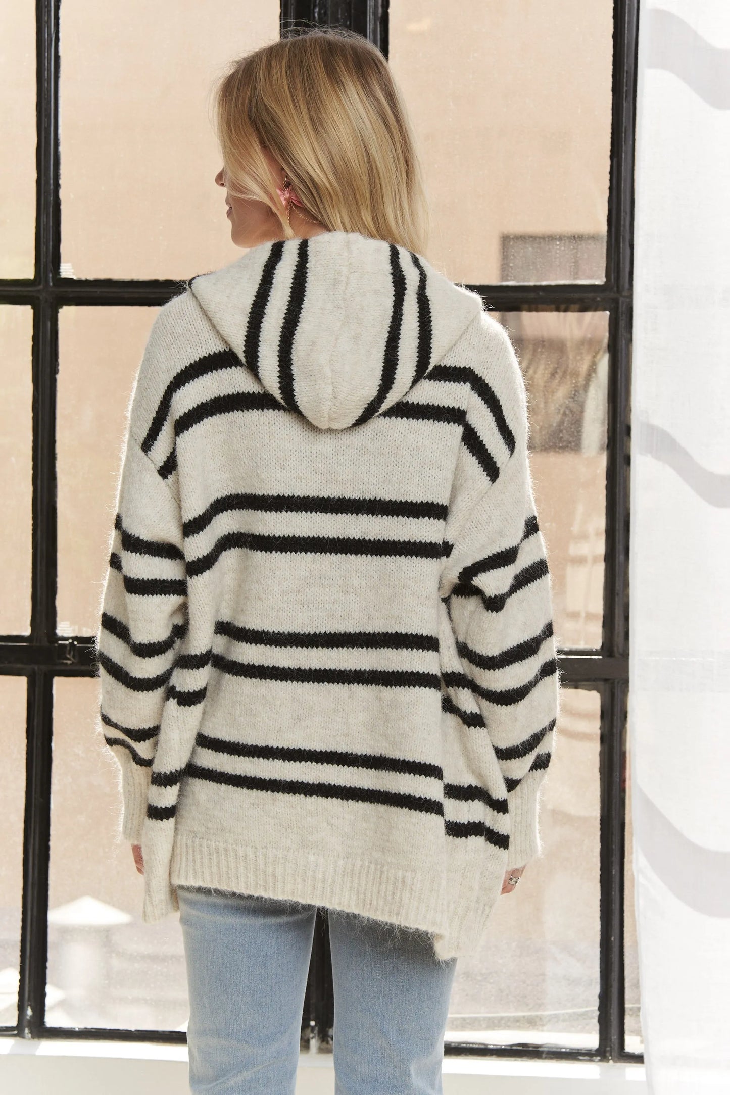 ADORA Horizontal Stripes Hoodie Cardigan (LAST ONE)