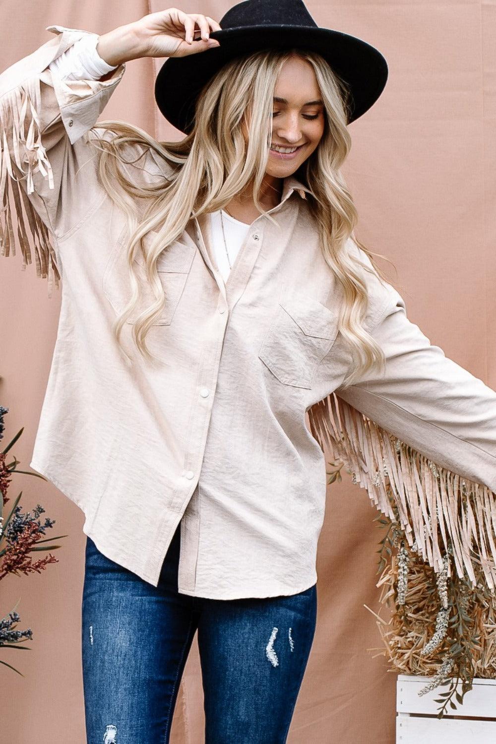 The Why Fringe Detailed Button Down Shacket