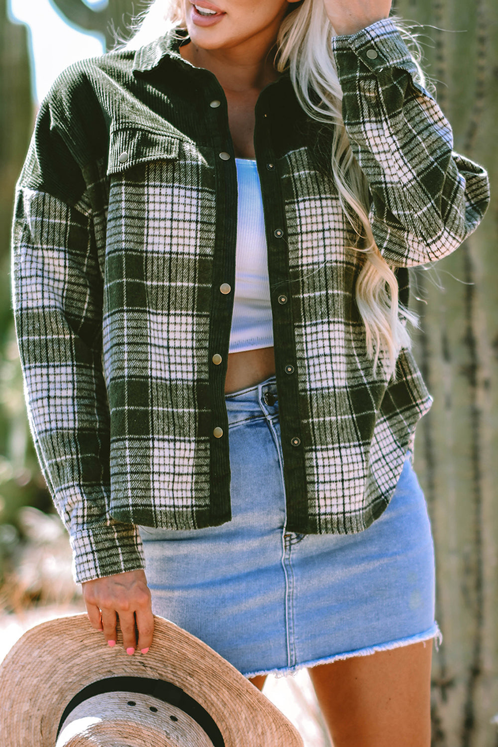 Emma Snap Colorblock Plaid Shacket