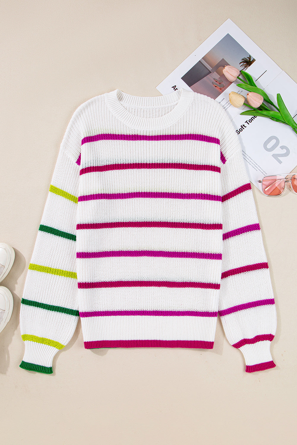 Emerson Colorful Striped Crew Neck Sweater