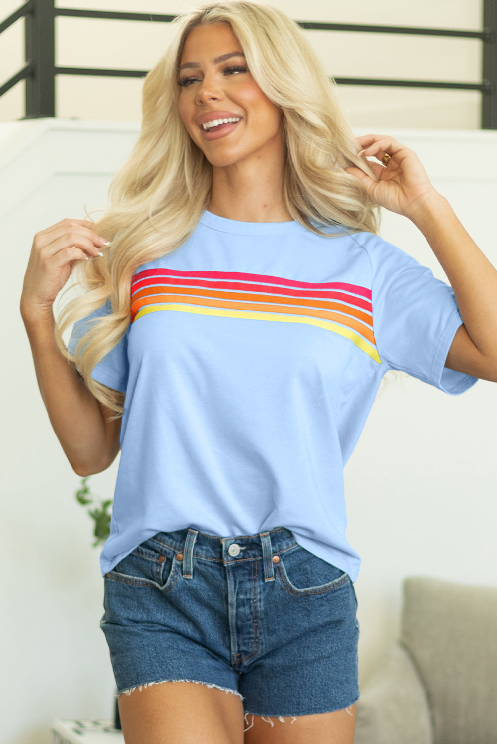 Priscilla Striped Patch Front Casual Top