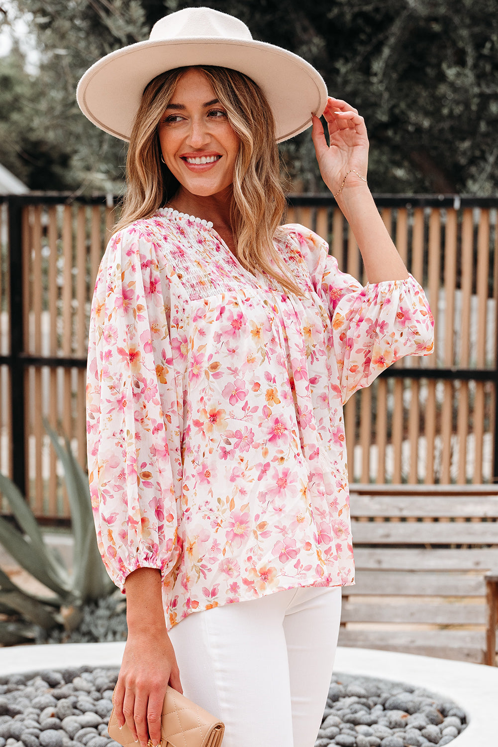 Sienna Floral Tassel Tie Tunic Blouse