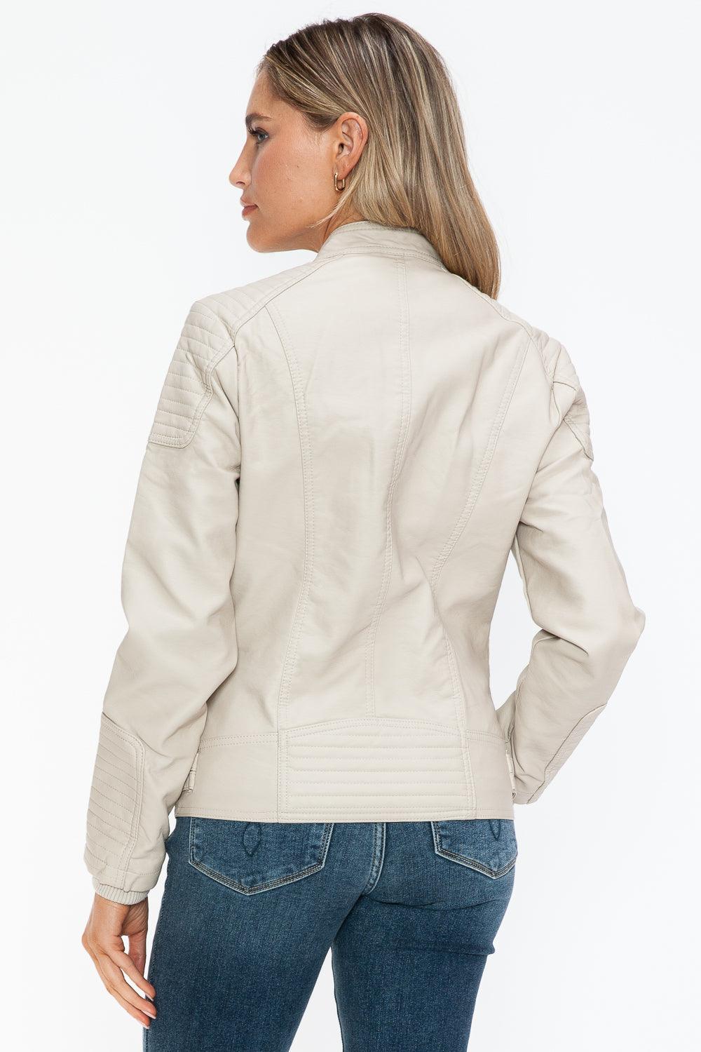 Salvia Ettore Faux Leather Biker Jacket with Side Zip Pockets
