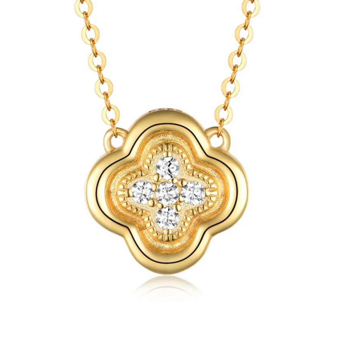 Sterling Silver Moissanite Leaf Clover Necklace