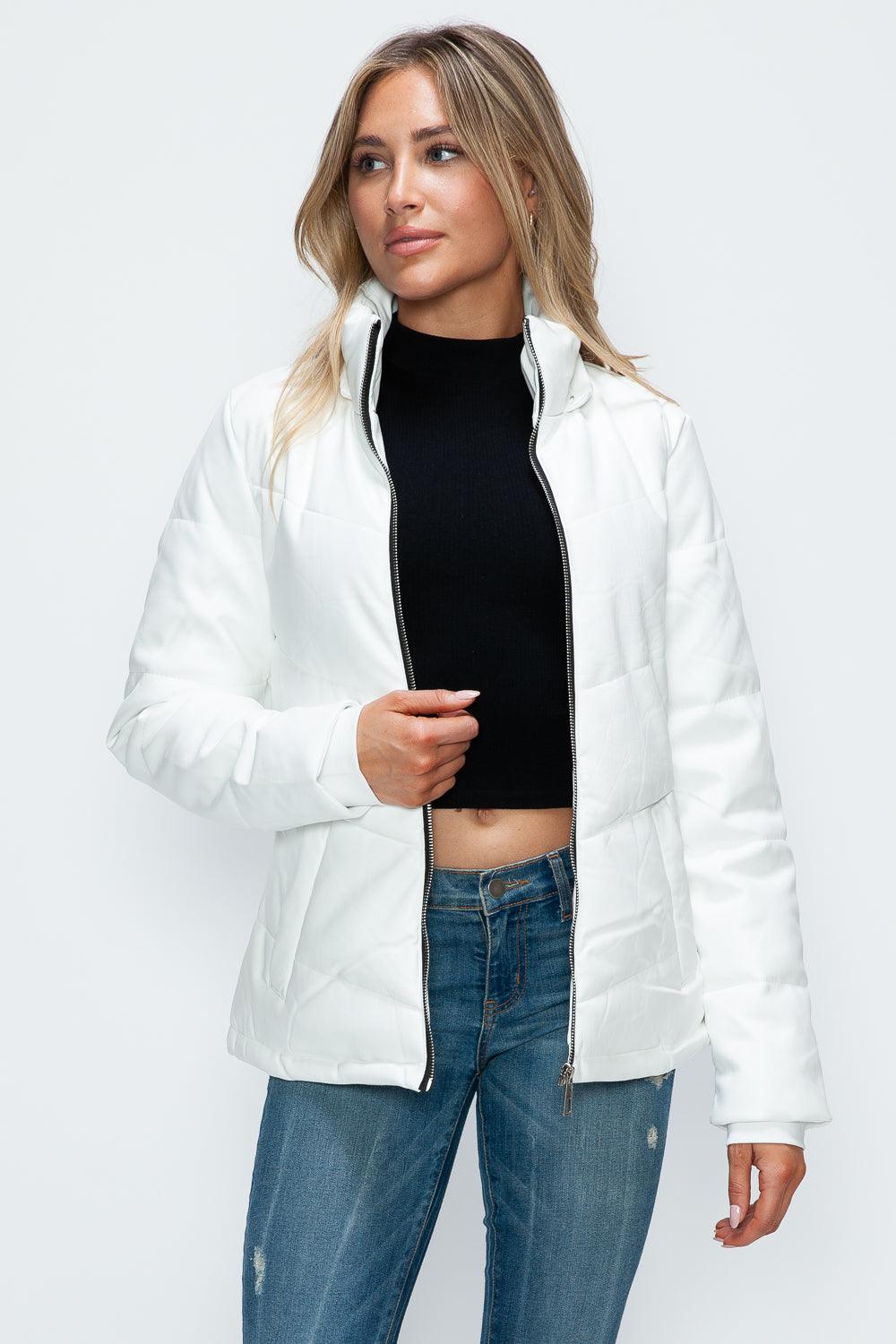 Giulia Pocketed Zip Up Puffer Jacket with Removable Hood