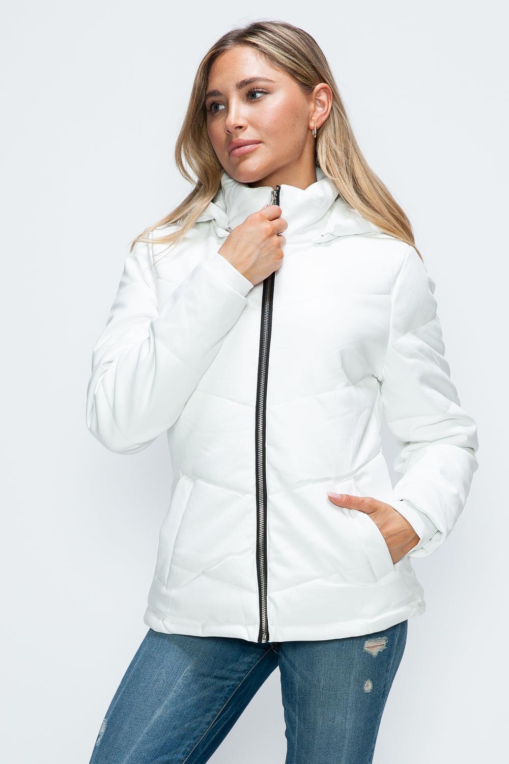 Giulia Pocketed Zip Up Puffer Jacket with Removable Hood