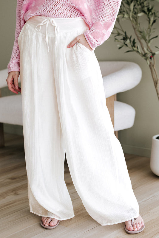 Jessie Casual Tie Waist Pleated Wide Leg Pants