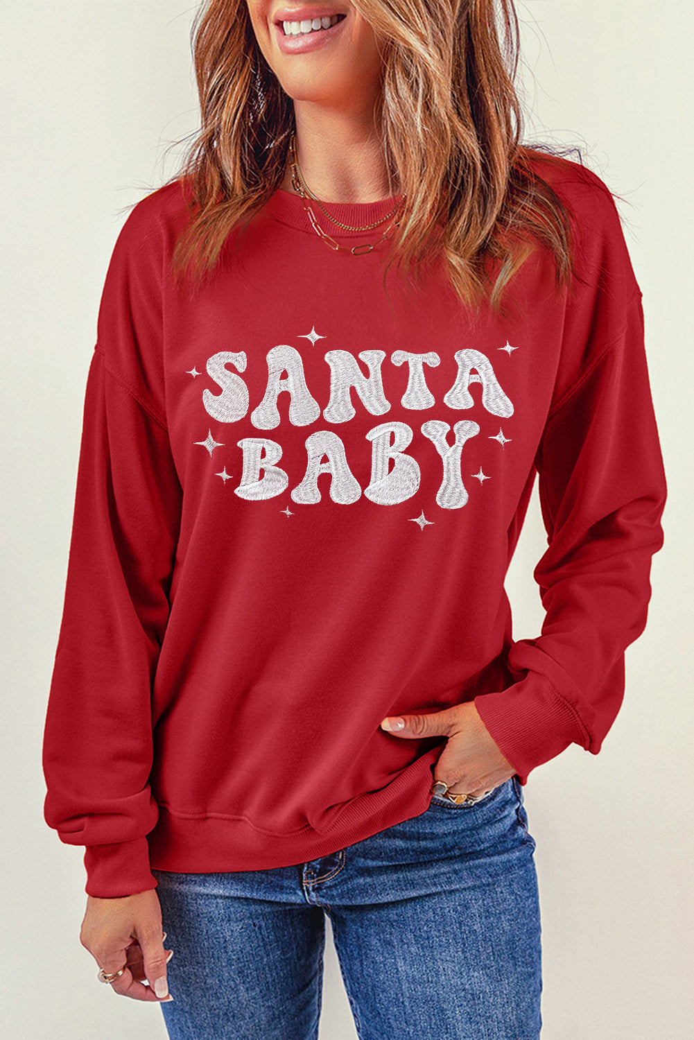Harper Embroidered Crewneck Christmas Sweatshirt