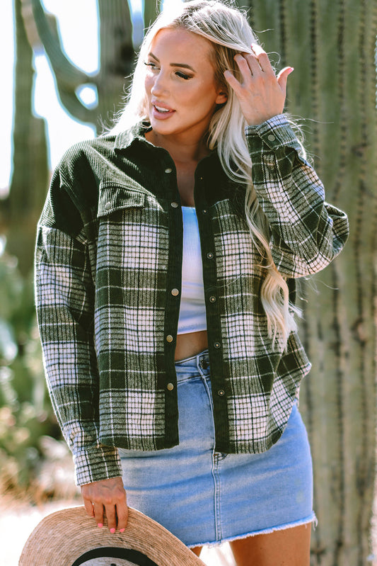 Emma Snap Colorblock Plaid Shacket