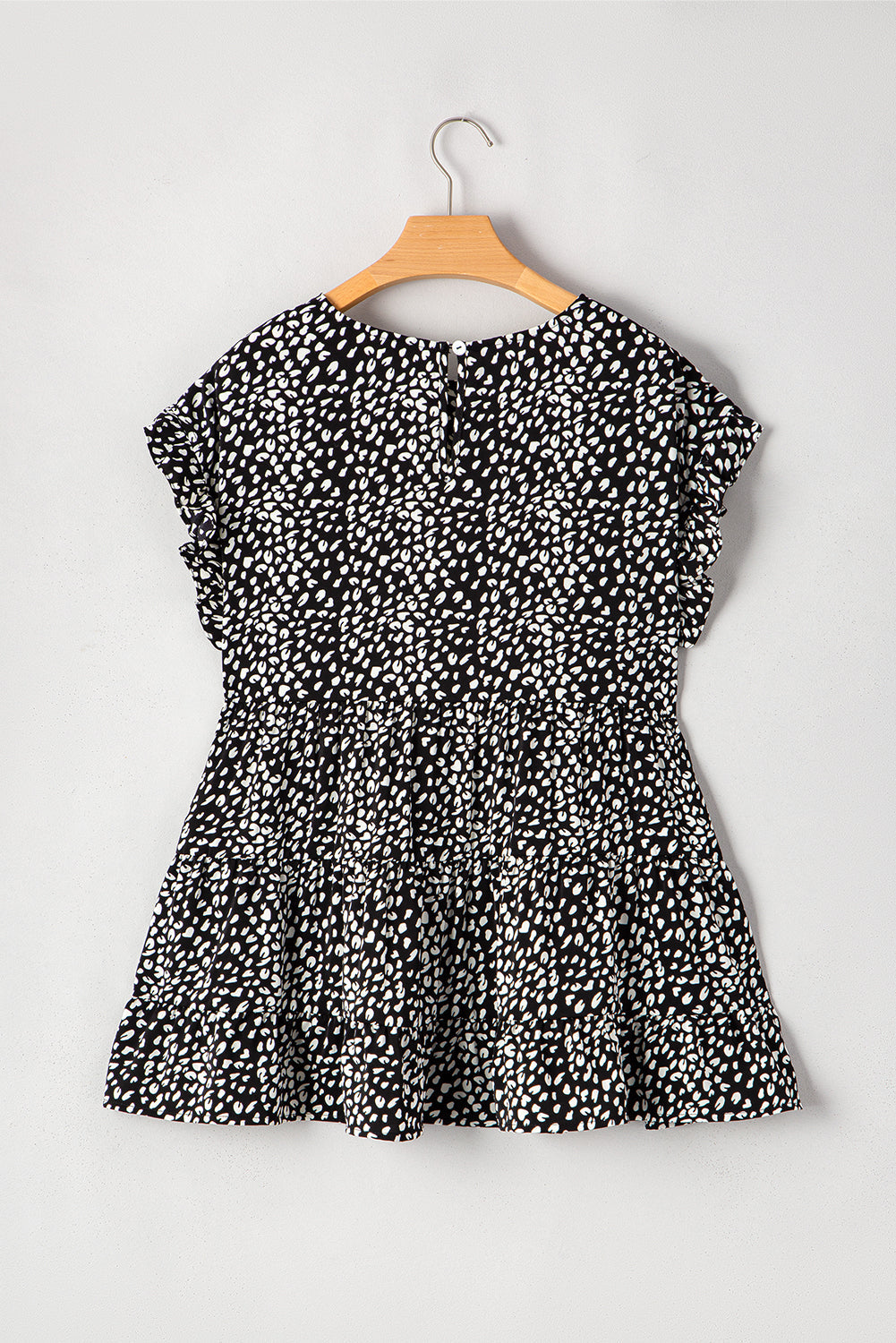 Black Leopard Print Flowy Tiered Plus Size Blouse