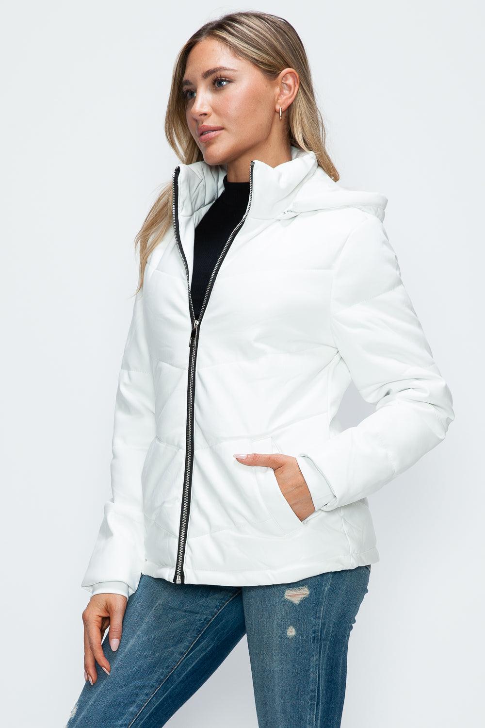 Giulia Pocketed Zip Up Puffer Jacket with Removable Hood