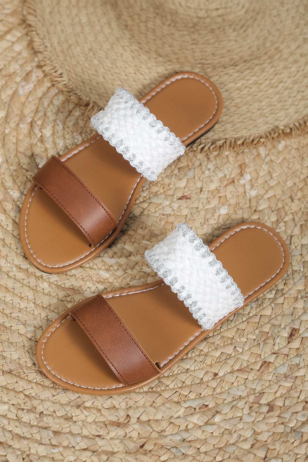 Woven Strap Flat Slippers
