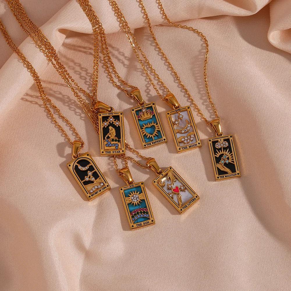 Gold Tarot Card Necklaces