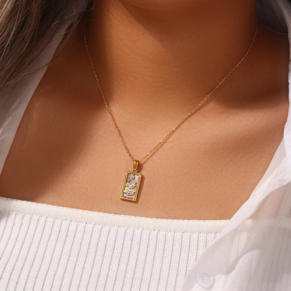 Gold Tarot Card Necklaces
