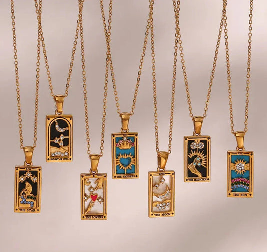 Gold Tarot Card Necklaces