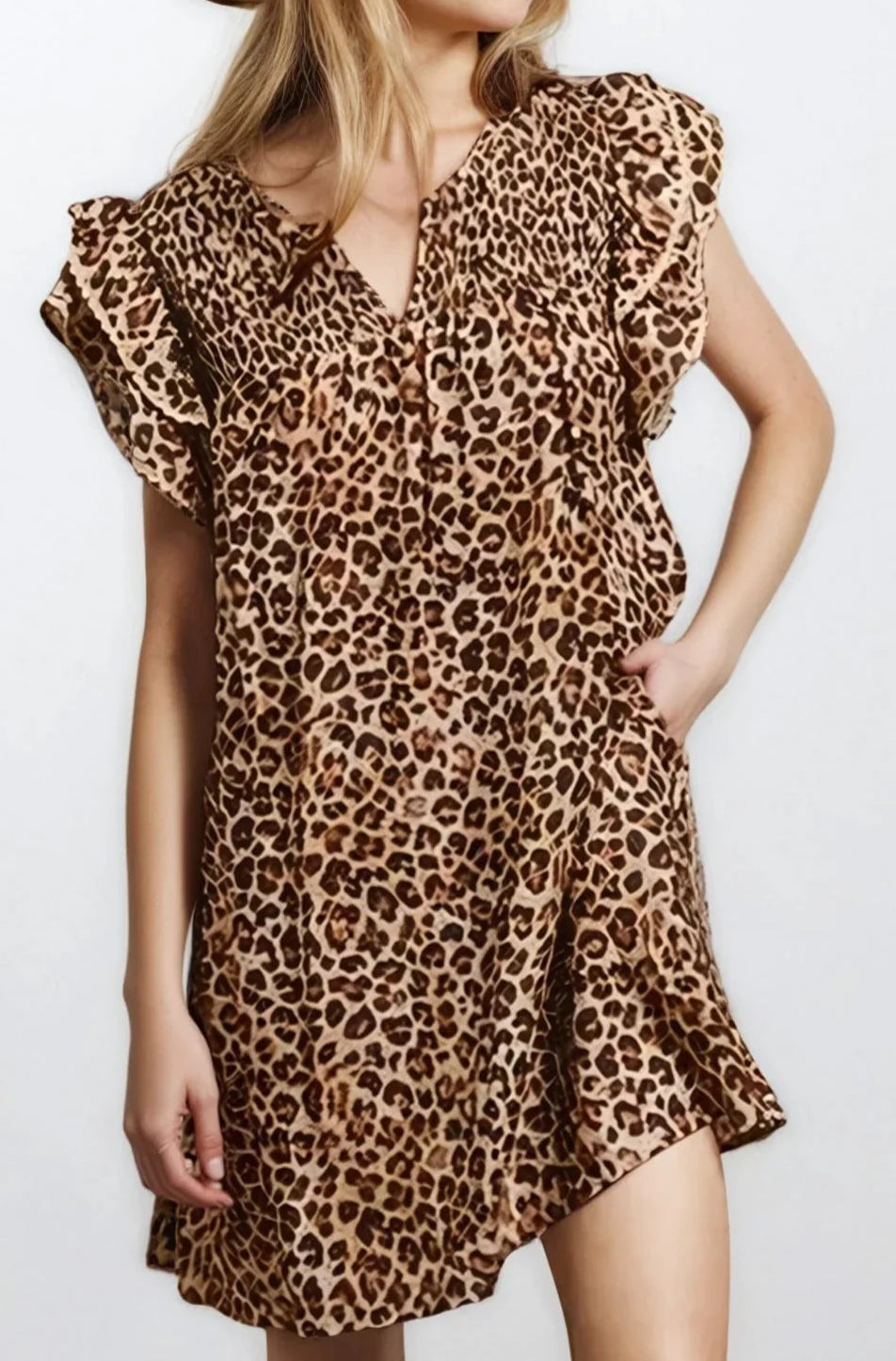 Desert Muse Leopard Ruffle Dress
