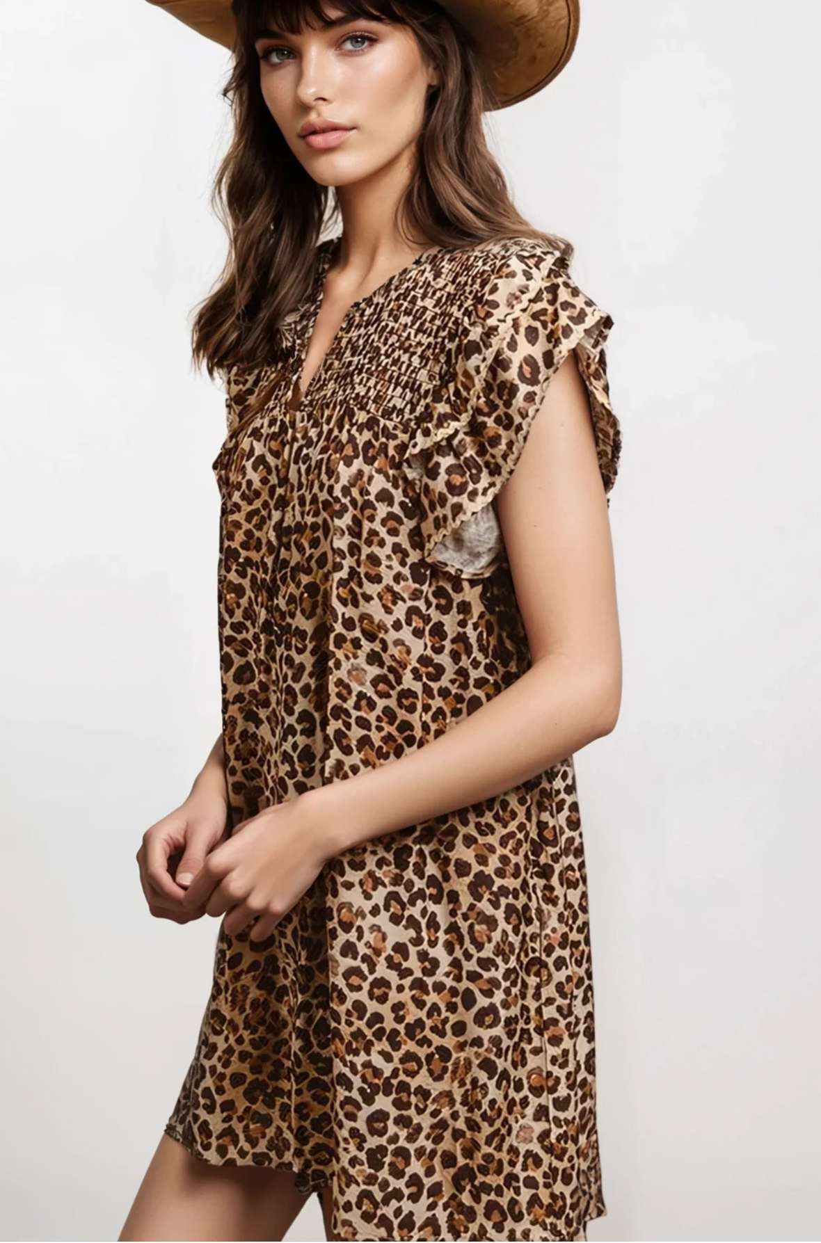 Desert Muse Leopard Ruffle Dress