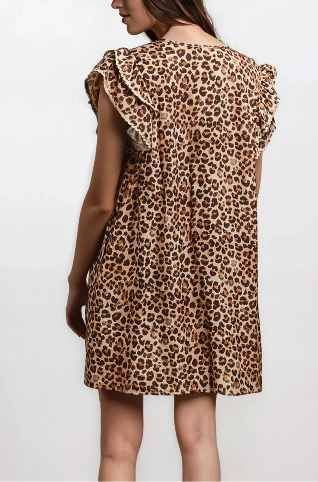 Desert Muse Leopard Ruffle Dress