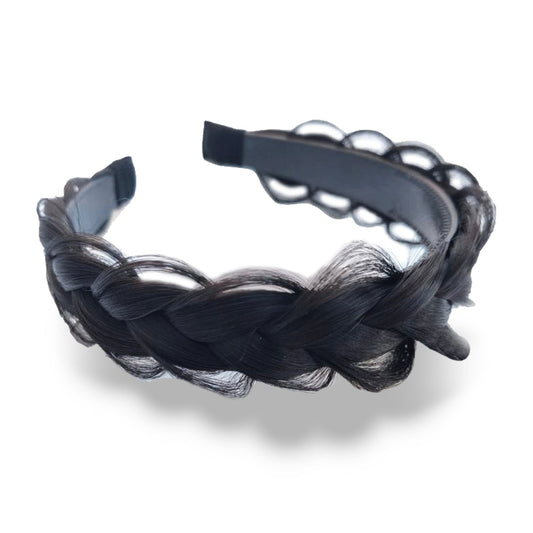 JET BLACK 1B LOOSE BRAID HARD HEADBAND