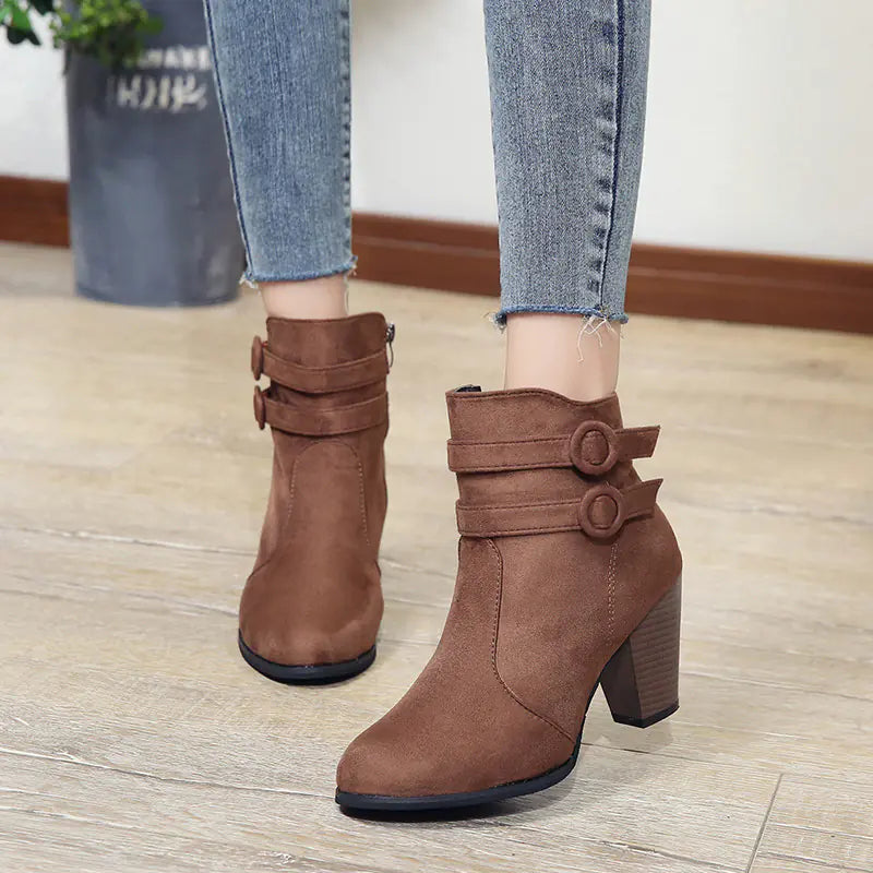 Women's Martin Boots - Chunky Heels, Warm Winter Style