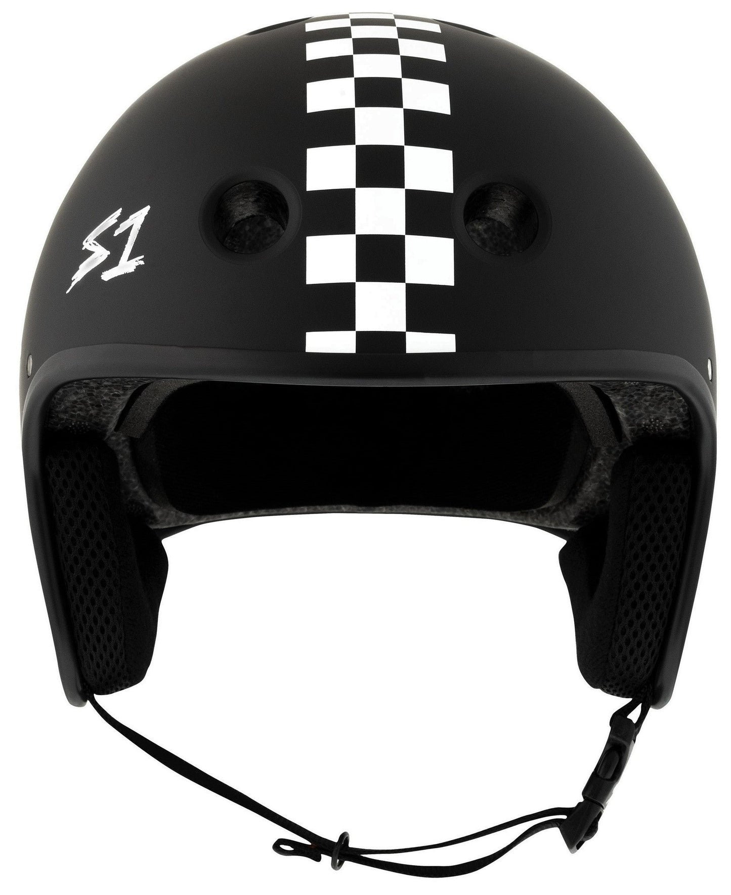 S1 Retro Lifer E-Helmet - Black Matte/Checkers