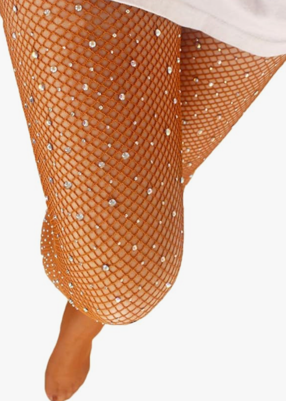 COFFEE FISHNETS RHINESTONE STOCKINGS
