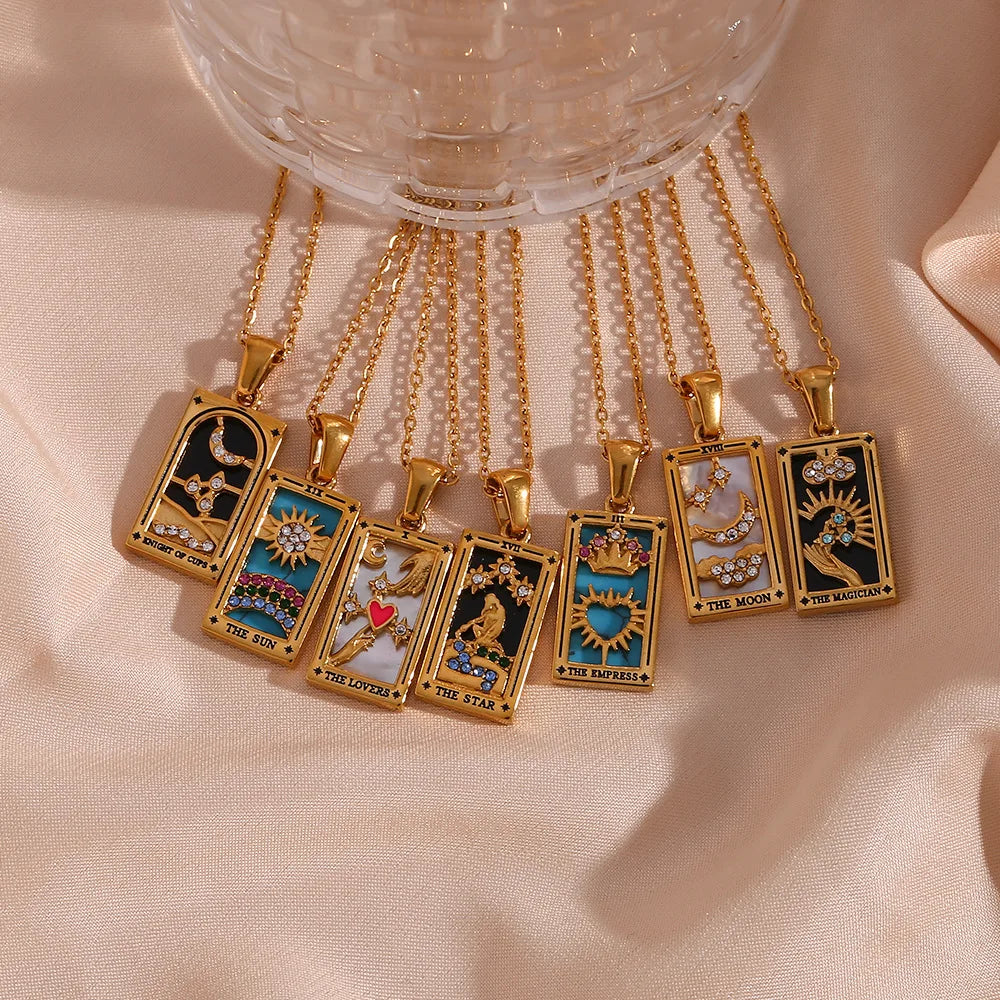Gold Tarot Card Necklaces